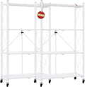 DEANIC 4 Tier Foldable Storage Shelves with Wheels, Large Capacity Shelving Unit, Freestanding Metal Wire Shelf Rack, No Assembly Organizer Rack for Garage Kitchen, Basement, Pantry(White Pack of 2)