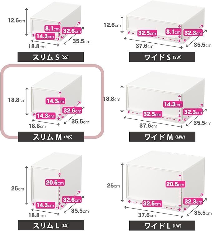 Sanka D2SC-MSWH Modular Case, Flexible Combination Drawer Storage Case, Slim M, White, Drawer Storage That Can Be Combined According to Your Lifestyle, Pull Out And Close Drawers, Rubber Stopper To