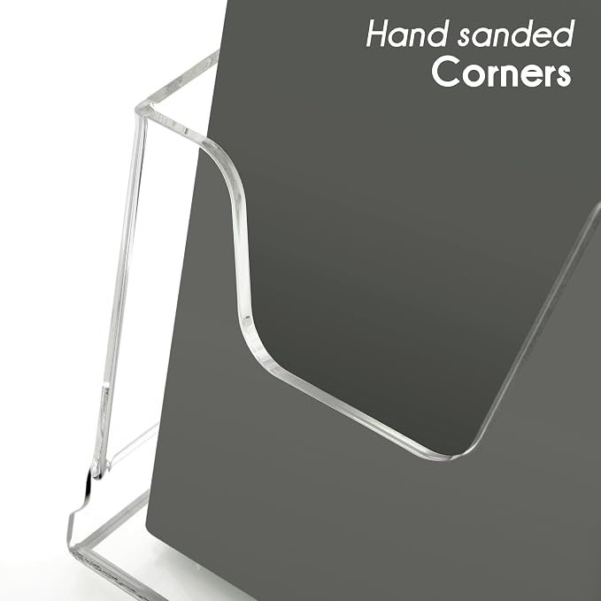 HeZone Acrylic Brochure Holder 8.5X11Inch , Clear Flyer Stand Display, Magazine Pamphlet, Booklet Holder for Desk(1 Pack) Used For Office Exhibitions Café Hotel Lobby Library...