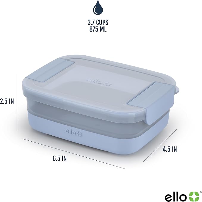Ello Plastic 3.7 Cup Meal Prep Set 10 Pc, BPA Free Plastic Food Storage Container with Silicone Boot and Airtight Lids, Dishwasher, Microwave, and Freezer Safe, Elderberry (Pack of 2)