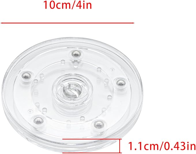 4 Pcs Clear 4 inch Acrylic Lazy Susan Rotating Turntable Organizer Bearings - Round Swivel Plate for Spice Rack, Table, Cake, Kitchen Pantry