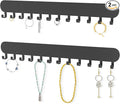 Necklace Holder - Wall Hanging Jewelry Organizer | Self-Adhesive Wall Mounted for Necklaces, Bracelets, 2 Pack, Black