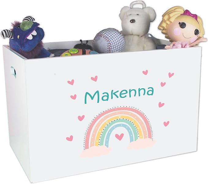 My Bambino Personalized Toy Storage Box and Bin Newborn Gift (Boho Rainbow) | Personalized Kids Gift