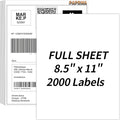 Full Sheet Labels 8.5” x 11” Sticker Paper Matte White, Large Shipping Label Paper for Inkjet Laser Printer, 2000 Counts