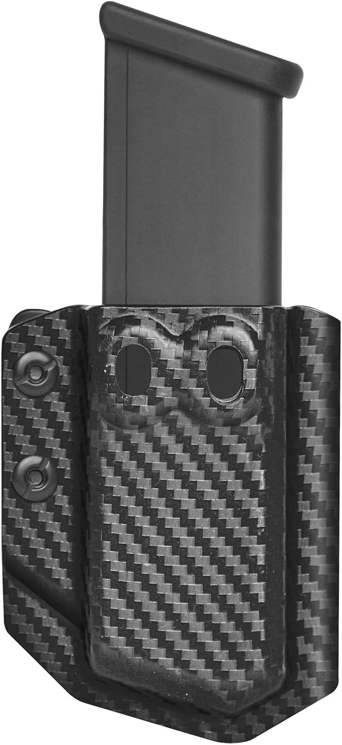Amberide Universal IWB/OWB Kydex Mag Carrier for 9mm / .40 & .45 ACP Magazines, Single and Double Stack, Adjustable Retention, Ambidextrous, Fits 1.5" Belt, Made in USA