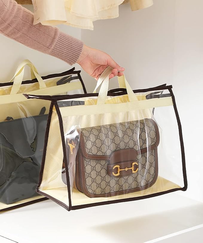 Clear Handbag Storage Bags Purse Organizer for Closet, Zipper Hanging Storage Bag for Handbags, XL, 4PCS