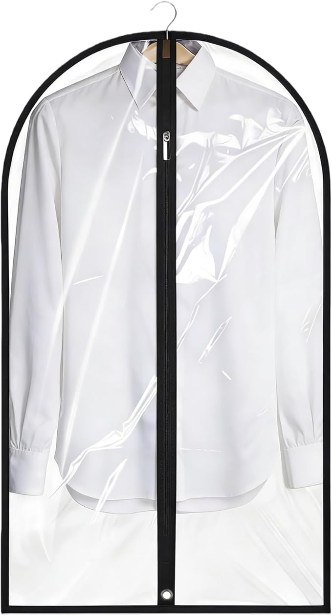 Garment Bags for Hanging Clothes, 45'' Suit Bag Cover for Storage and Travel, Dress Bags for Gowns Long (Clear)