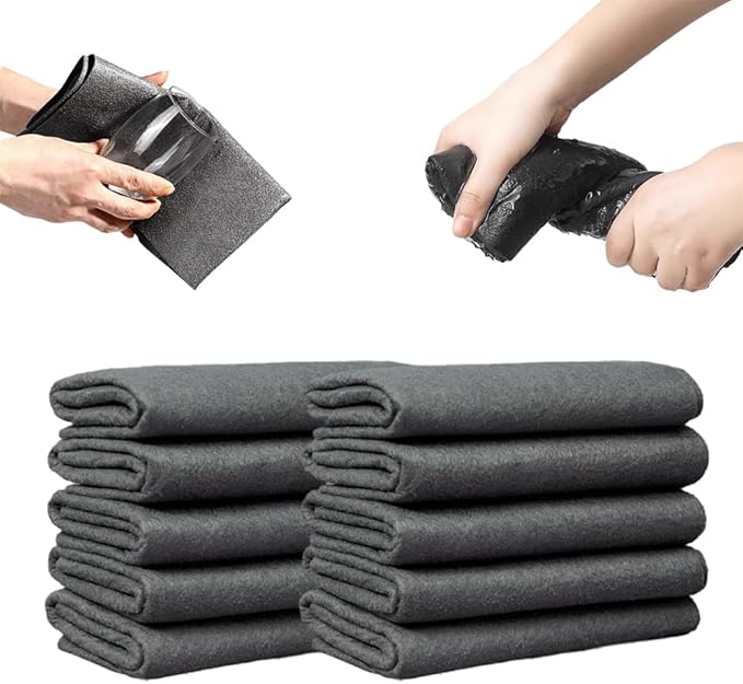 Thickened Magic Cleaning Cloth, 2026 New Reuseable Streak Free Microfiber Cloth Magic Fiber Microfiber Cleaning Cloth, Multipurpose Miracle Rags for Kitchen, Window, Glass, Cars (10pcs, 12x12 in)