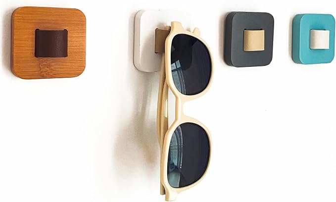 Sunglasses Organizer Wood Sunglasses Storage Wall Mounted Eyeglasses Holder Eyewear Display,Home Decor, (2pcs-Grey-Short-Sunglass Holder)