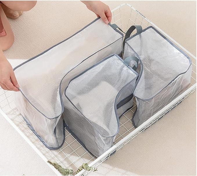 Rikyo 2 Set Shoe Storage,Portable Short Boots & Tall Boots Storage | Gray Edge Protector Bag, Shoe Dust Bags & Sleeves for Travel,Clear Boots Cover, Shoes Packing Organizers for Adult Sneakers