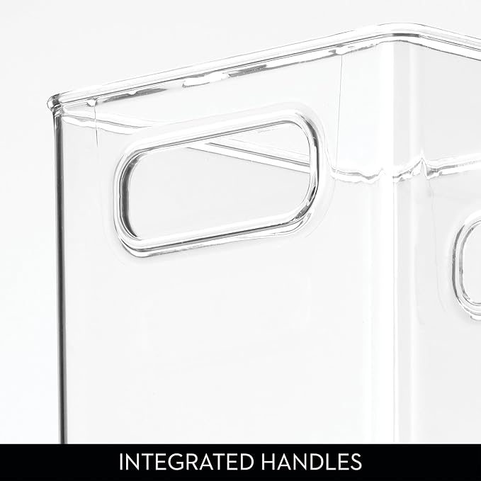 iDesign Plastic Pantry Storage Organizer Bin, 6" x 6" x 6" | Easy Grip Handles, Kitchen Storage, Freezer and Fridge Organizer, Clear