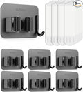 6Pcs Broom Holder Wall Mount With Hooks, Damage-Free Broom And Mop Organizer Wall Hanging, Heavy Duty Self Adhesive Broom Hanger Clips Storage Rack For Garden, Laundry Room Tools, SUS 304, Matte Black