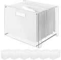 Dispowreath 24 Hanging File Folder with Acrylic Organizer for Letter/a4 Size Desktop Clear File Storage Box with Handles for Home Work Office Use(White,Classic)