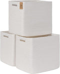 15×13 Inch Storage Cubes, 3 Pack Cube Storage Bins for Organizing, Cotton Rope Woven Baskets for Shelves, Bathroom, Kids Room, Closets, Baby Nursery