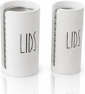 Mason Jar Lid Storage Organizer, White, 2 Pack | Wooden, Lid Holder & Dispenser, Fits Wide & Regular Mouth, Stackable for Kitchen Cabinet Pantry