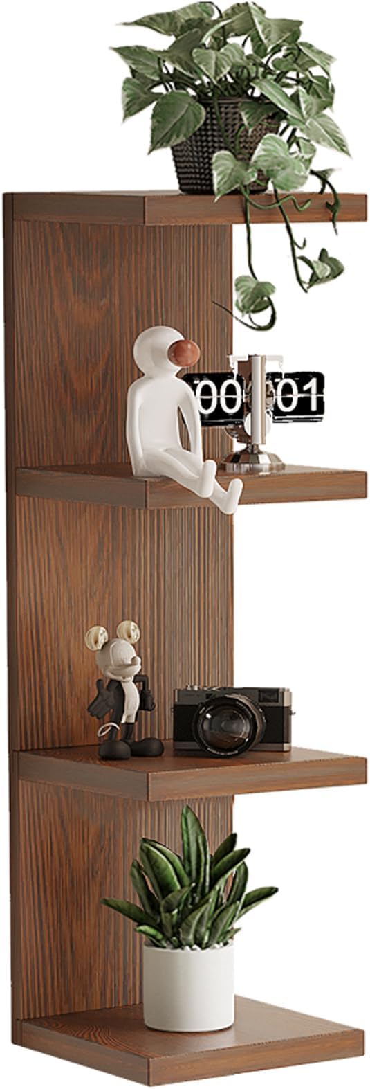 LitaEther 4 Tiered Wood Wall Shelf Units,Lack Floating Shelves,Rustic Bookshelf for Home, Bedroom, Living Room
