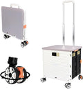 FELICON SELORSS Foldable Utility Cart Folding Portable Rolling Crate Handcart with Durable Heavy Duty Plastic Telescoping Handle Collapsible 4 Rotate Wheels for Travel Shop Move Luggage Office(White)
