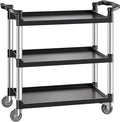 VEVOR Utility Cart, 330 lbs Load Capacity, 3-Tier Utility Plastic Cart with 360° Swivel Wheels (2 with Brakes), 31.1 x 19.3-inch Food Service Cart for Warehouse, Office, Home, Restaurant, Kitchen