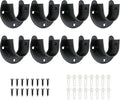 Closet Rod End Supports, 1 Inch, Black, 8 Packs | Stainless Steel, Heavy Duty, U-Shaped with Screws, Wardrobe Bracket Pole Sockets