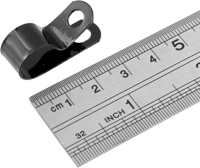 Antrader 100Pcs 0.47 Inch R-Type Fence Wire Clamps with Screws,Black | 12mm Agricultural Fencing Mounting Clips, Cable Management Cord Organizer for Vinyl, Wood or Metal Fence