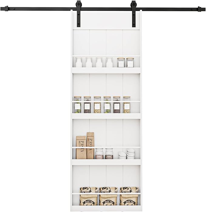 Sliding Barn Doors -Four Levels Bookshelf Style Design Installation Hardware Kit Included,30'' x 84''