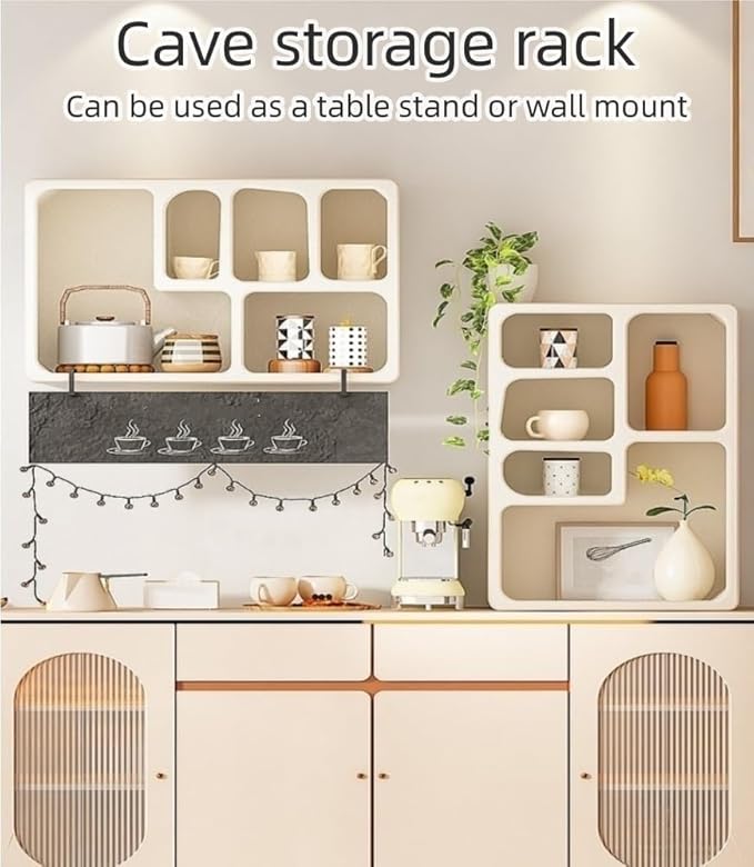 Coffee Station Organizer for Countertop Multi-Grid Storage Cabinet Simple Jewelry Rack Cup Organizer Arched Entrance Display Multi Scenario Use(1)