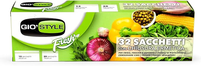 Giostyle Airtight Food Bags, 12+20 Pieces, 26 x 32 and 18 x 24 cm