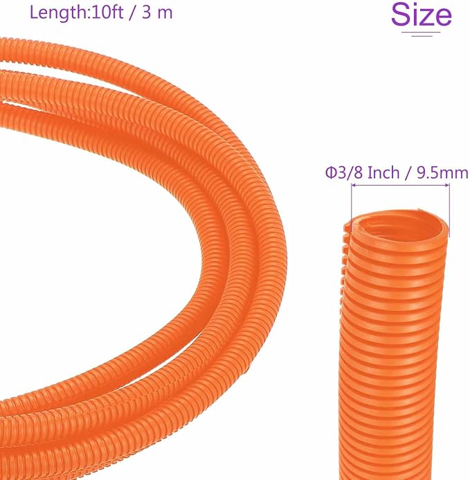DMiotech 10ft Wire Loom Split Tubing 3/8 Inch(9.5mm) ID, Cord Protectors from Pet Flexible Conduit Cable Management for Office Home Garden, Orange
