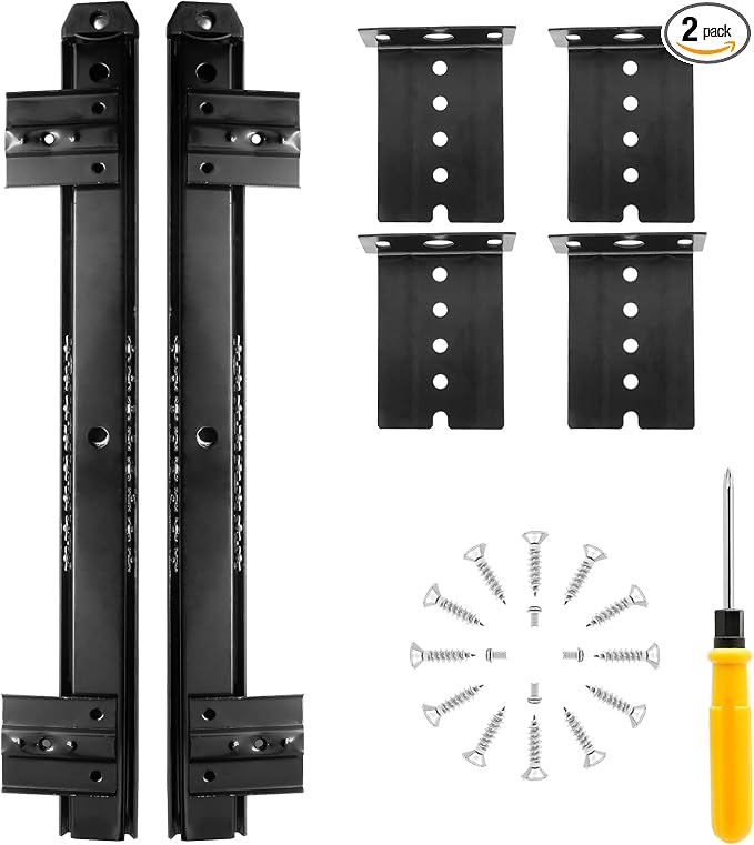 Bonsicoky 14 Inch Keyboard Slide, Black, 2Pcs | Heavy Duty Ball Bearing Slides, Computer Keyboard Drawer Tray Accessories, Cabinet Furniture Rails Rack
