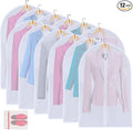 MsKitchen 12 Pack Shirt Garment Bags (24x36") - Dustproof Short Suit Covers - Durable PEVA Closet Bags with Sturdy Zipper for Blouses, Jackets, Sweaters & T-Shirts (Translucent)
