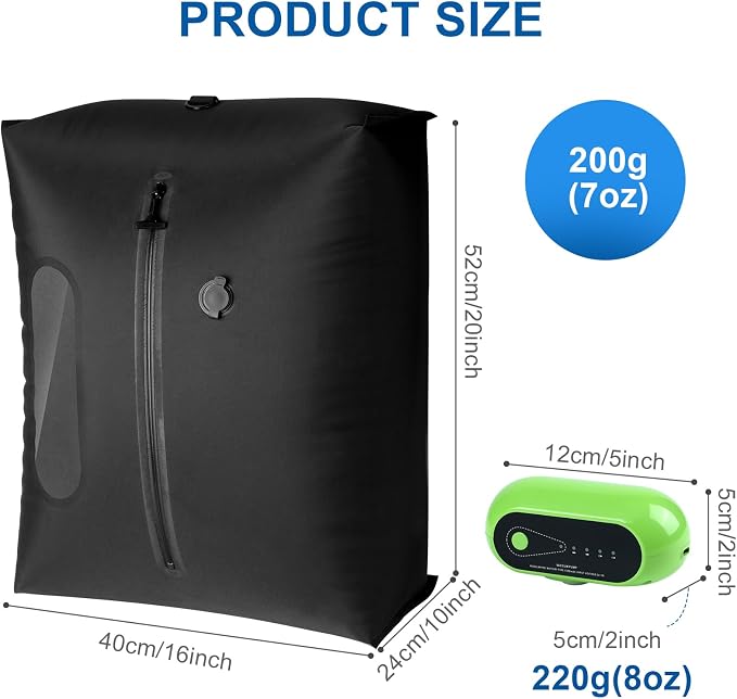 Travel Vacuum Bags with Pump, IPX7 Waterproof, Space Saver, Reusable Vacuum Bag Kit for Camping, Suitcase, Gym, Yoga, Swim, Beach