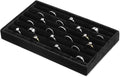SynHHergyx Ring Display Tray 7 Slots Ring Display Case Earrings Showcase Organizer Rings Holder Tray Velvet Jewelry Drawer Organizer Inserts, Black