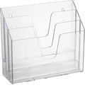 Acrimet Horizontal Triple File Folder Holder Organizer, Open Top Desktop Document Sorter for Letter Size Papers & Folders, Plastic (Clear Crystal) | 3 compartments to separate and organize documents, folders and papers