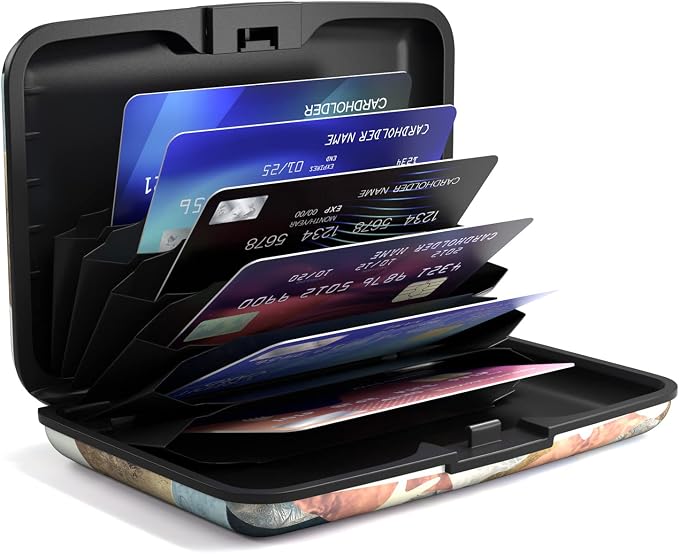 Credit Card Holder Wallet, Small RFID Metal Credit Cards Wallet Cute Business Card Holder Pocket ID Case for Women Men, Art