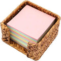 Sticky Note Holder Seagrass Post It Note Dispenser, 3 x 3 Inch Woven Sticky Note Dispenser, Farmhouse Post It Holder for Desk Home Office Decor, Caramel
