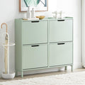 Haotian Green Shoe Cabinet with 4 Flip-Drawers | Narrow Freestanding Shoe Rack, Slim Shoe Organiazer for Entryway Hallway Mudroom, FSR100-GR