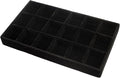 Velvet Jewelry Organizer Trays Black Stackable Jewelry Storage Display Tray with Removable Dividers, 18 Grids