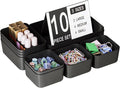 Drawer Organizers Bins 10 PCS for Bathroom Makeup Desk Office | with Non-slip Pads, 3 Sizes, Plastic Tray, Vanity Organizer, Kitchen Utensils Organizer
