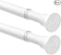 2 Pack Spring Tension Curtain Rod 24-46 inch, Adjustable Expandable Tension Curtain Rod No Drilling, Tension rods for Window Doorway Kitchen Curtain, White