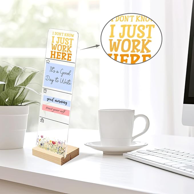 Sticky Notes Monitor Memo Board with Removable Wooden Base I Dont Know I Just Work Here Funny Quote Message Board Portable Sticky Note Holder with 200 Sheets Sticky Notes Humorous Office Desk Decor
