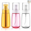 Cosywell Travel Spray Bottle 3 Pack 2oz 60ml Leak Proof TSA Approved Fine Mist Spray Bottle Empty Plastic Refillable Containers for Hair Perfume Toners Rose Water Cosmetics(Gold+Pink+Clear)