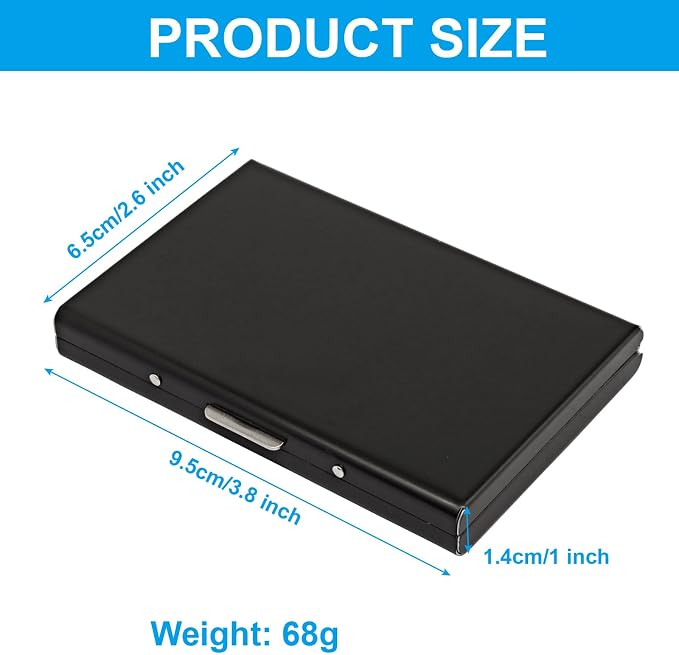 Black Stainless Steel Credit Card Holder | Slim Metal Wallet for Cards and Cash, RFID Blocking, Compact Business Card Case, For Women and Men
