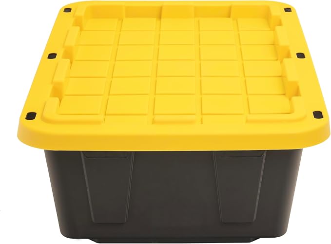 CX BLACK & YELLOW�, 15-Gallon Heavy Duty Tough Storage Container & Snap-Tight Lid, (9.5�H x 20.6�W x 30.6�D), Weather-Resistant Design and Stackable Organization Tote [5 Pack]