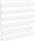 upsimples 6 Pcs 12" Clear Acrylic Shelves, Small Shelf for Wall Display | Narrow Floating Shelves for Nail Polish, Vinyl Wall Mount, Record Holder, Magazine Rack, Comic Display, Picture Ledge Shelf