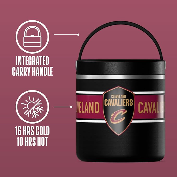 Hydrapeak x NBA Officially Licensed Cleveland Cavaliers 25oz Stainless Steel Vacuum Insulated Thermos Food Jar with Handle, Wide Mouth Leak-Proof Soup Thermos for Adults, 10 Hours Hot & 16 Hours Cold