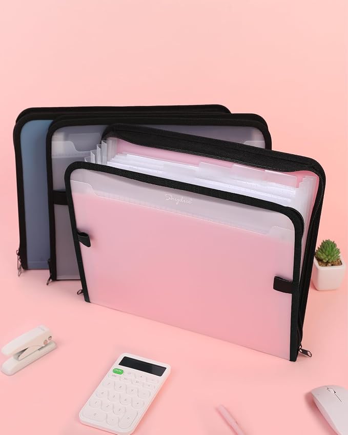 SKYDUE Accordion File Organizer, 7 Pocket Expanding File Folder with Front Pocket, Letter Size, Important Document Organizer with Double Zipper,Travel Folder, School Office Supplies