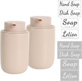 BosilunLife Foaming Soap Dispenser Set - Khaki Ceramic Foam Hand Dispenser 12oz Soap Dispenser Set with Rust Proof Pump, 4Pcs Clear Stickers for Kitchen, Bathroom - 2 Pack