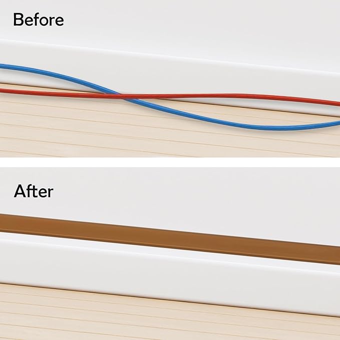 TV Cord Hider – Flexible Wall Cord Cover Slim Design Silicone Cable Raceway - Self Adhesive, Cut to Size Design for Hiding Wires on Wall - Clean Home Setup Cable Concealment (Brown, 6 Feet)
