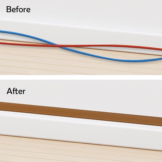 TV Cord Hider – Flexible Wall Cord Cover Slim Design Silicone Cable Raceway - Self Adhesive, Cut to Size Design for Hiding Wires on Wall - Clean Home Setup Cable Concealment (Brown, 10 Feet)