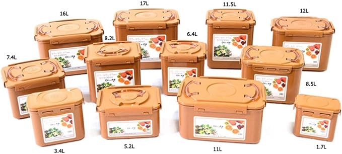 E-Jen Premium Kimchi, Sauerkraut Container Probiotic Fermentation with Inner Vacuum Lid (Earthenware Brown, 0.45 gal/ 1.7L)